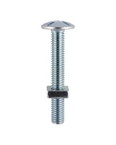 TIMCO ROOFING BOLT & SQ NUT - BZP M6 x 25 QTY 10