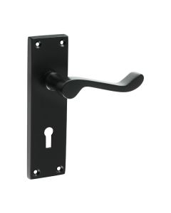 TIMCO VICTORIAN SCROLL LOCK HANDLES MATT BLACK
