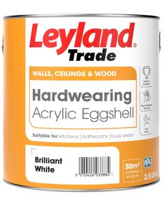 LEYLAND TRADE ACRYLIC EGGSHELL BRILLIANT WHITE 2.5ltr