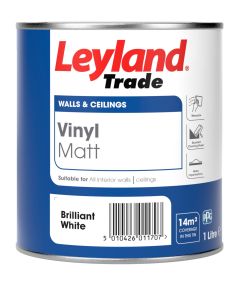 LEYLAND TRADE VINYL MATT EMULSION BRILLIANT WHITE 1ltr
