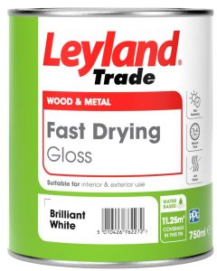 LEYLAND TRADE FAST DRYING WATER BASED GLOSS BRILLIANT WHITE 750ml
