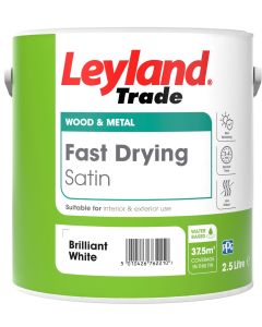 LEYLAND TRADE FAST DRYING WATER BASED SATIN BRILLIANT WHITE 2.5ltr