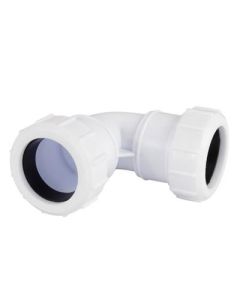 WASTE COMPRESSION 90DEG BEND WHITE 32mm
