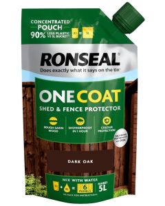 RONSEAL ONE COAT SHED & FENCE PROTECTOR POUCH 950 ML  - DARK OAK
